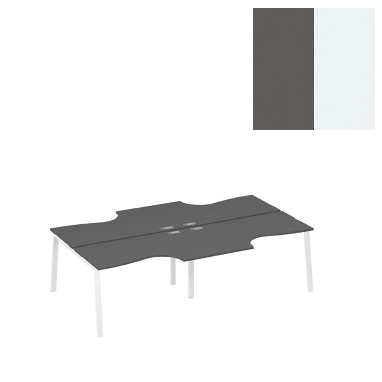 Рабочая станция Юнитекс А4 TRE со столами (4х140) Классика А4 Б3 184-2 АР (280x184x75) антрацит премиум/металлокаркас белый