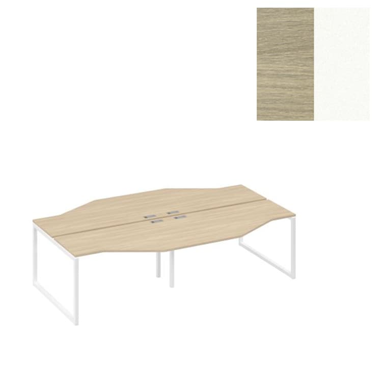 Рабочая станция Юнитекс А4 столы (4х140) Техно каркас QUATTRO А4 Б4 187-2 ДК (280x184x75) дуб скандинавский/металлокаркас белый