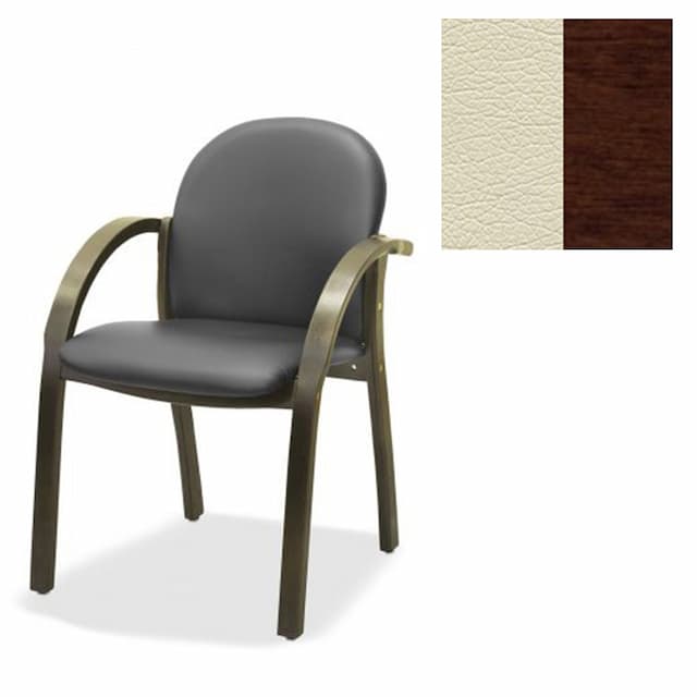 Офисный стул Юнитекс Джуно люкс экокожа премиум светло-бежевая CN1112/дерево-орех гамильтон