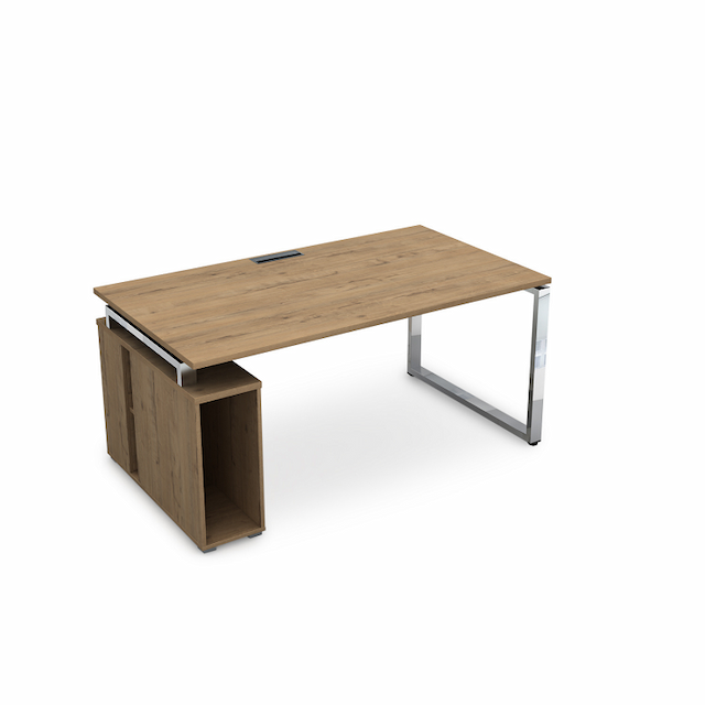 Стол с тумбой под системный блок АЛСАВ Gloss line НССБ-О.995 teakwood/металл глянец