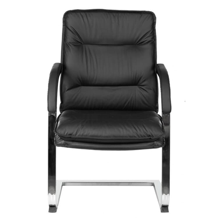 Кресло Бюрократ T-9927SL-LOW-V черный кожа низк.спин. полозья металл хром
