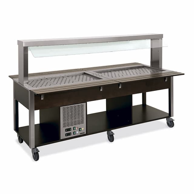 Стол Шведский комбинированный (защитное стекло статичное) MetalCarrelli 6920.5F2-RAL (цвет по RAL) 