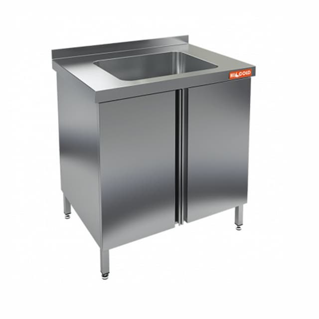 Стол нержавеющий с распашными дверцами и моечной ванной Hicold НСЗ1М-7/6Б